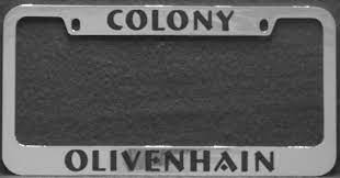 Olivenhain License Plate Frame